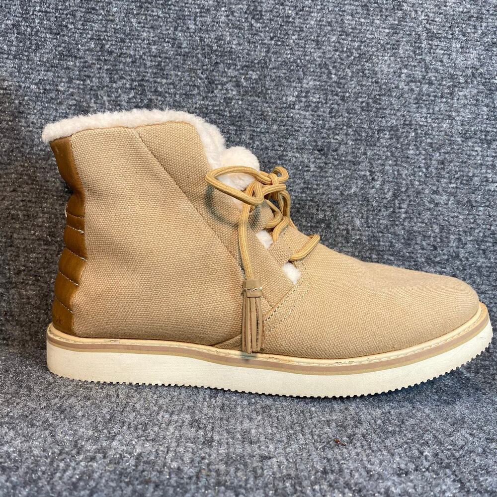 Sanuk Cozy Vibe Mid Sl Hamp Canvas Ankle Boots Faux Fur Winter Shoes Womens 10